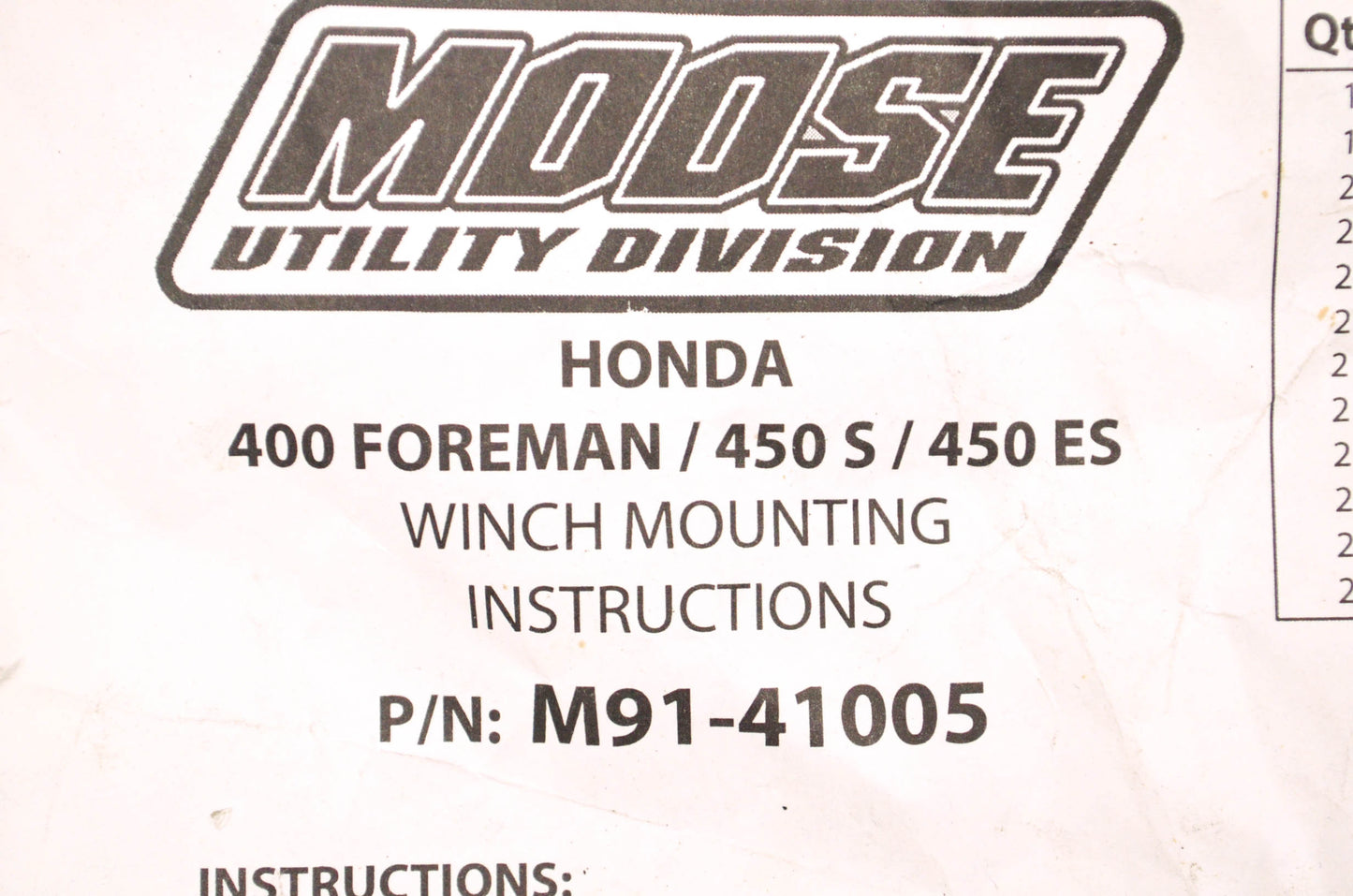 Moose M91-41005 Winch Mount Kit