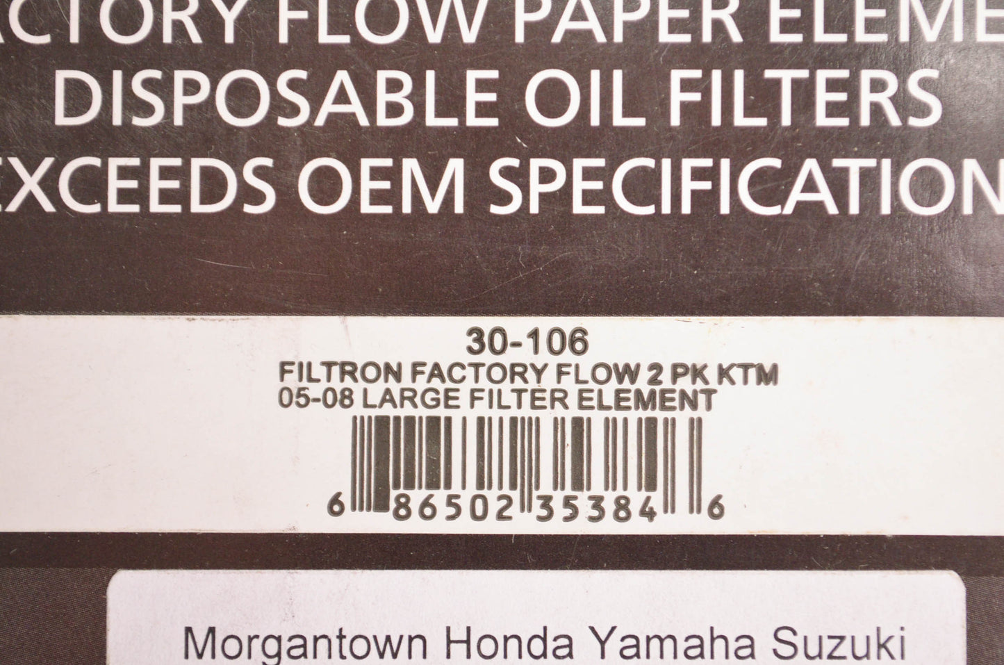 Filtron 30-106 Factory Flow Oil Filter Qty 2 NOS