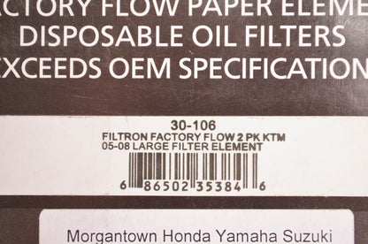 Filtron 30-106 Factory Flow Oil Filter Qty 2 NOS