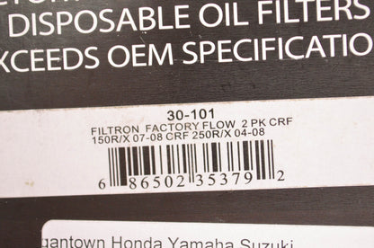Filtron 30-101 Factory Flow Oil Filter Qty 2 NOS