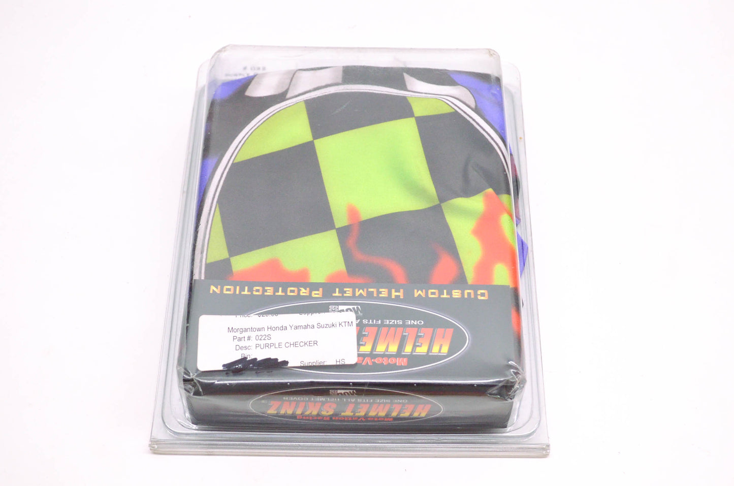 Moto-Vation Racing 022S Helmet Skinz Purple Checker Cover NOS