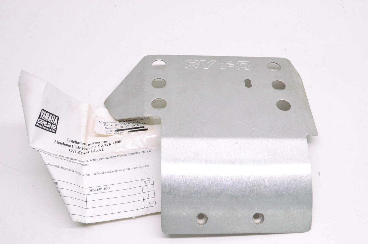 OEM Yamaha GYT-5TA34-GL-AL Aluminum Glide Plate NOS