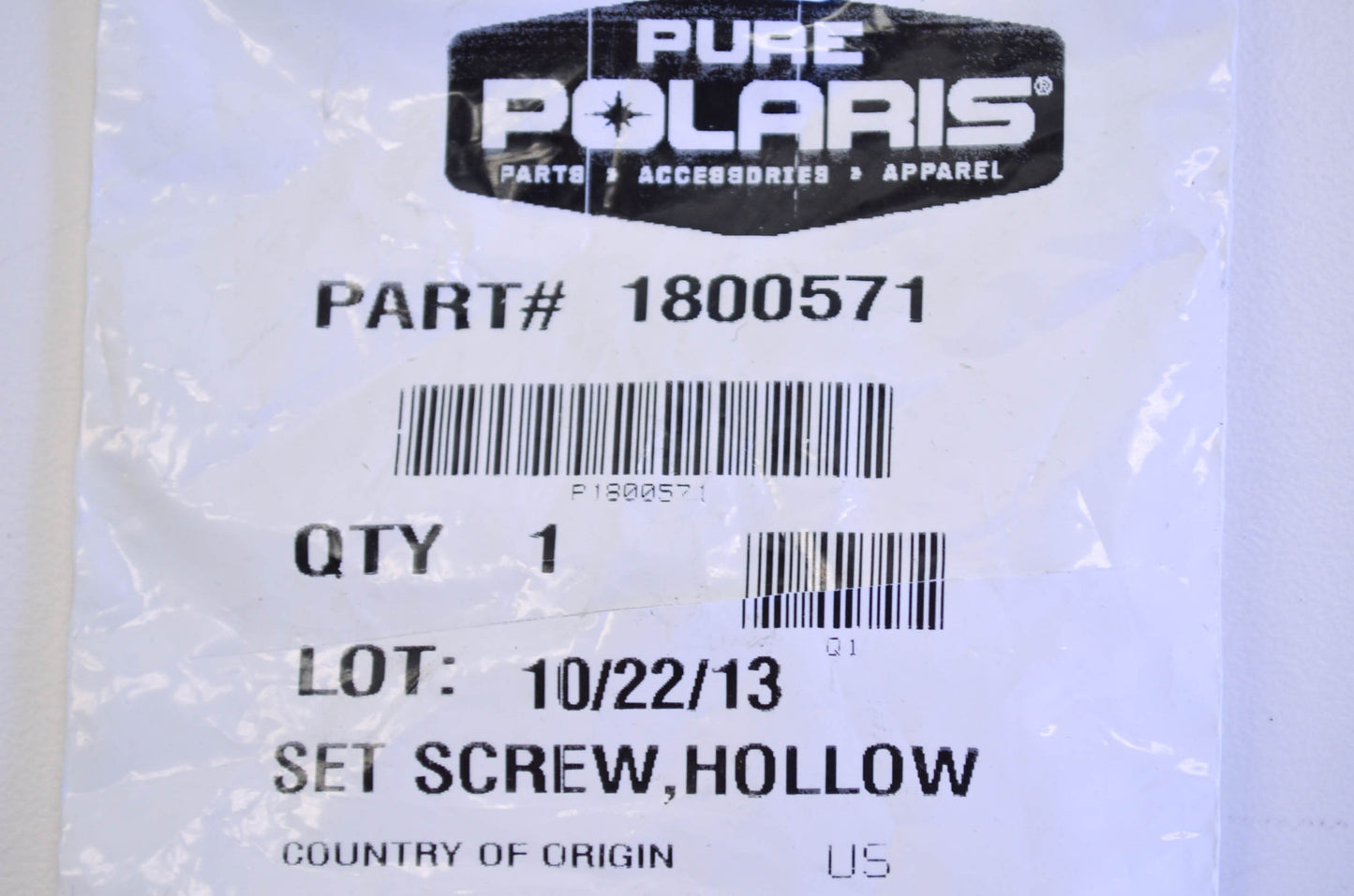 OEM Polaris 1800571 Hollow Set Screw NOS