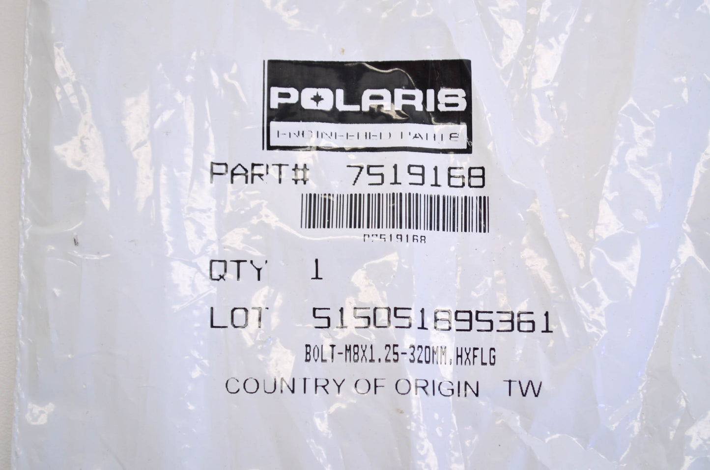 OEM Polaris 7519168 Hex Flange Bolt M8X1.25-320MM NOS