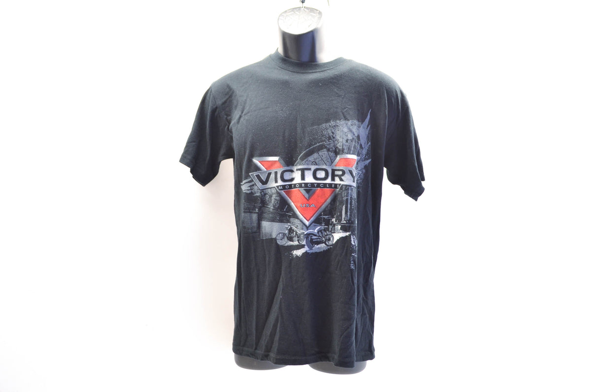 OEM Victory Motorcycle Black Double Sided T-Shirt Mens Small NOS