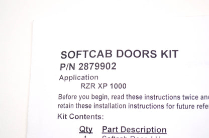 New OEM Polaris RZR XP 900 Canvas Doors Hardware NOS