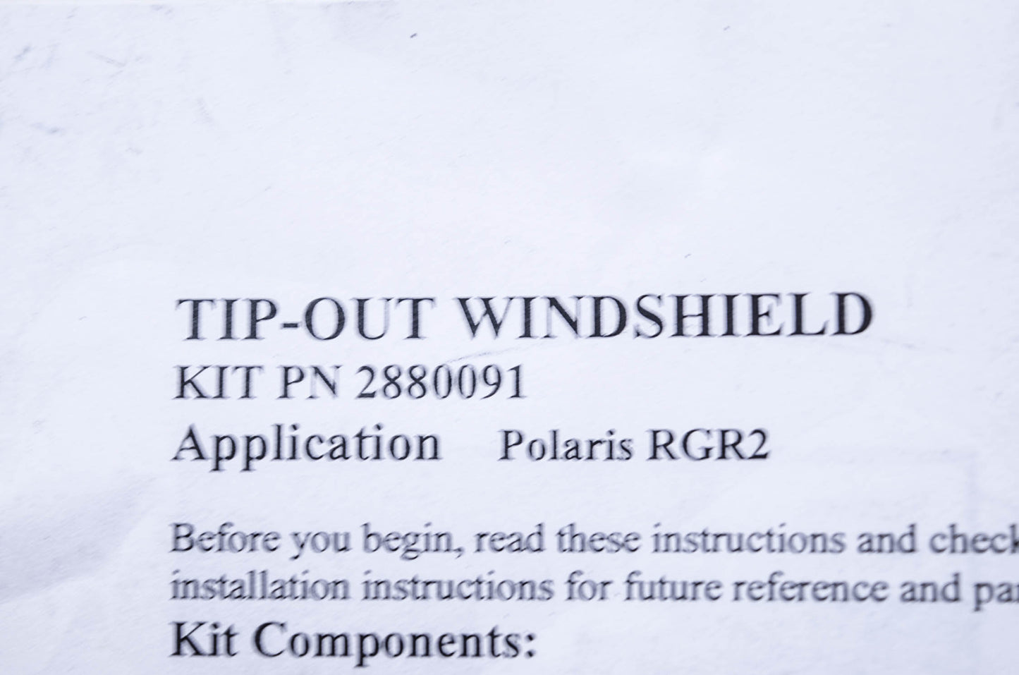 OEM Polaris 2880091 Lock & Ride Tip Out Windshield NOS