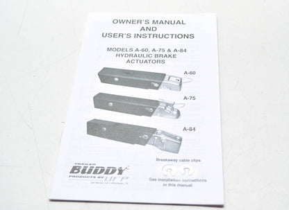 Trailer Buddy 34292 Hydraulic Brake Actuators Owner's Manual NOS