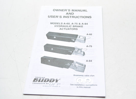 Trailer Buddy 34292 Hydraulic Brake Actuators Owner's Manual NOS