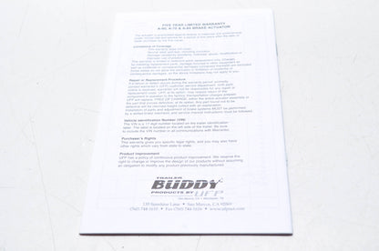 Trailer Buddy 34292 Hydraulic Brake Actuators Owner's Manual NOS