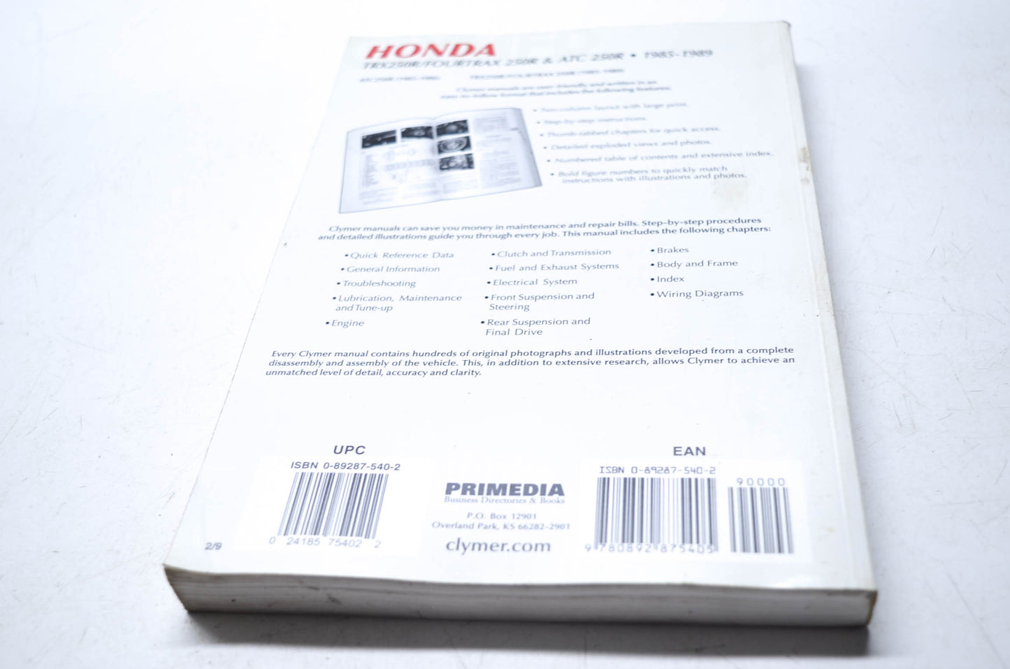 Clymer 1985-1989 Honda TRX250R & ATC250R Service Repair Maintenance Manual