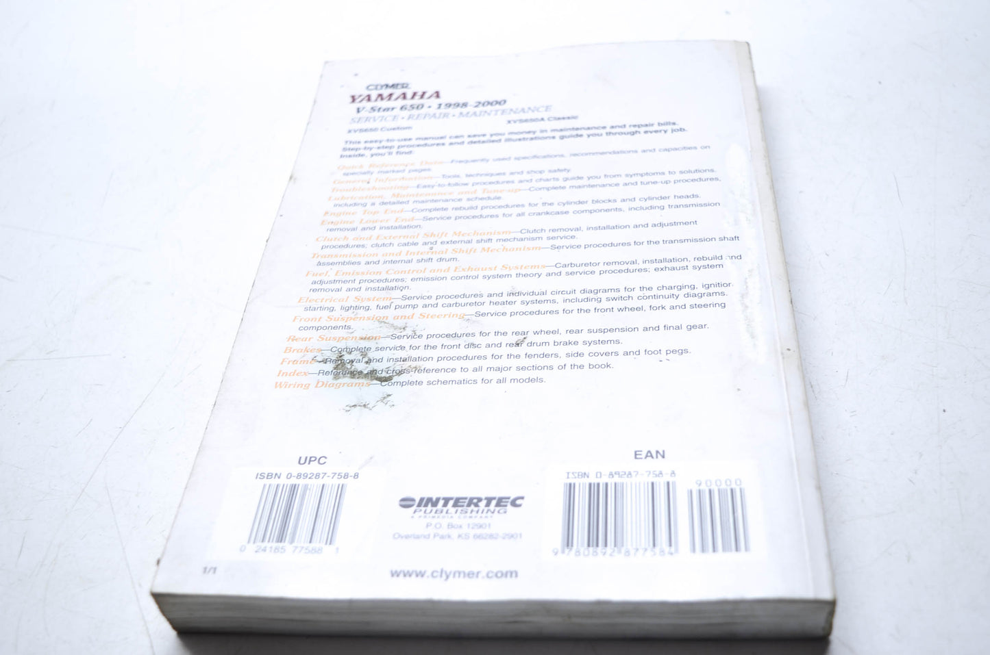 Clymer 1998-2000 Yamaha V-Star 650 Service Repair Maintenance Manual