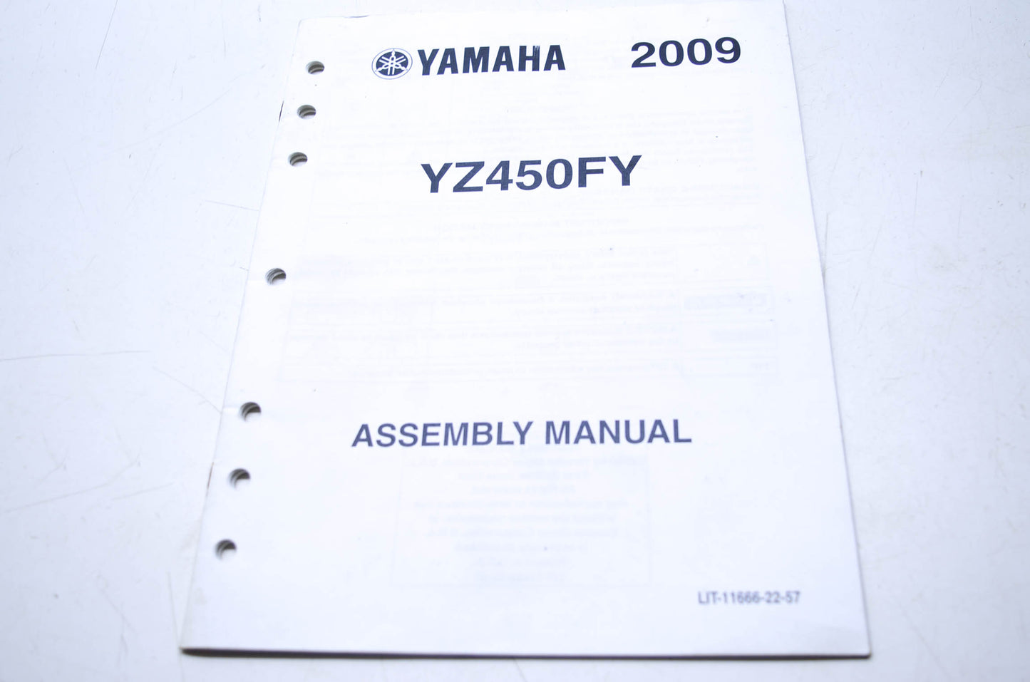 OEM Yamaha LIT-11666-22-57 Assembly Manual YZ450FY