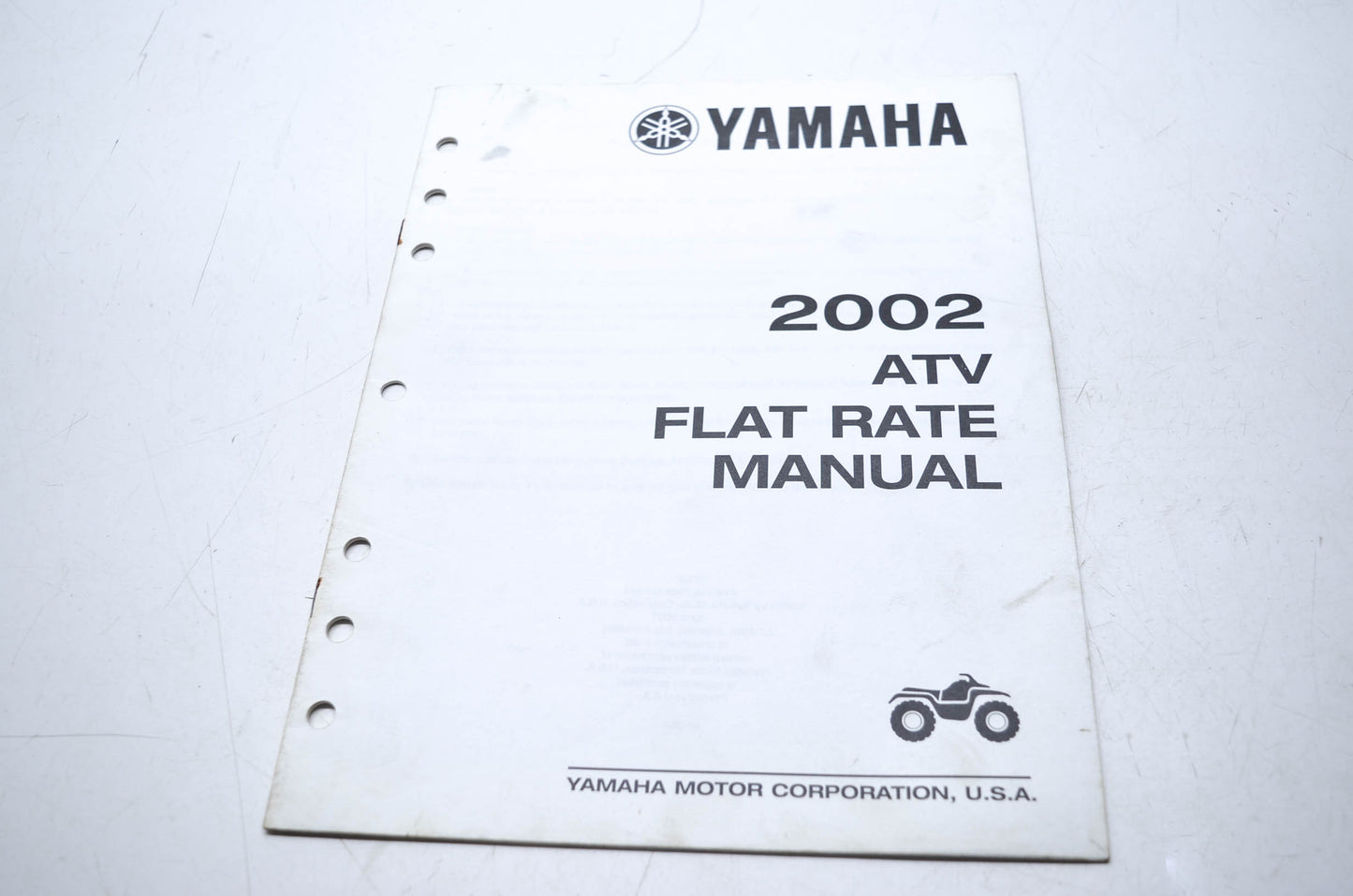 OEM Yamaha LIT-17750-00-02 Flat Rate Manual 2002A ATV