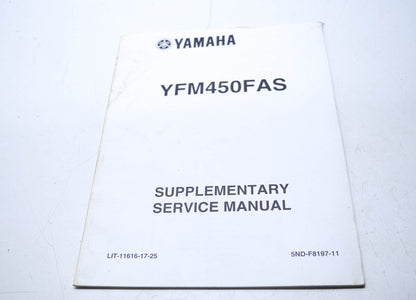 OEM Yamaha LIT-11616-17-25 YFM450FAS Service Manual Supplement