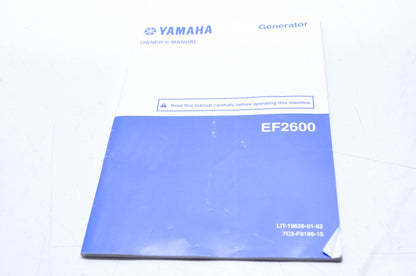 OEM Yamaha LIT-19626-01-82 Generator EF2600 Owner's Manual