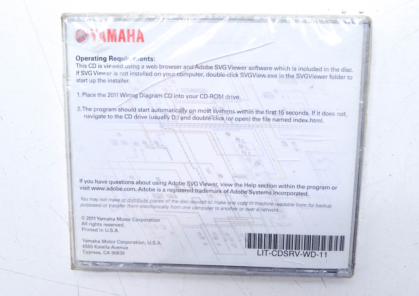 OEM Yamaha LIT-CDSRV-WD-11 2011 Models Wiring Diagram CD NOS
