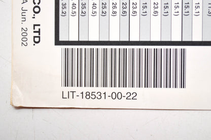 OEM Yamaha LIT-18531-00-22 Outboards Service Data Chart 2003