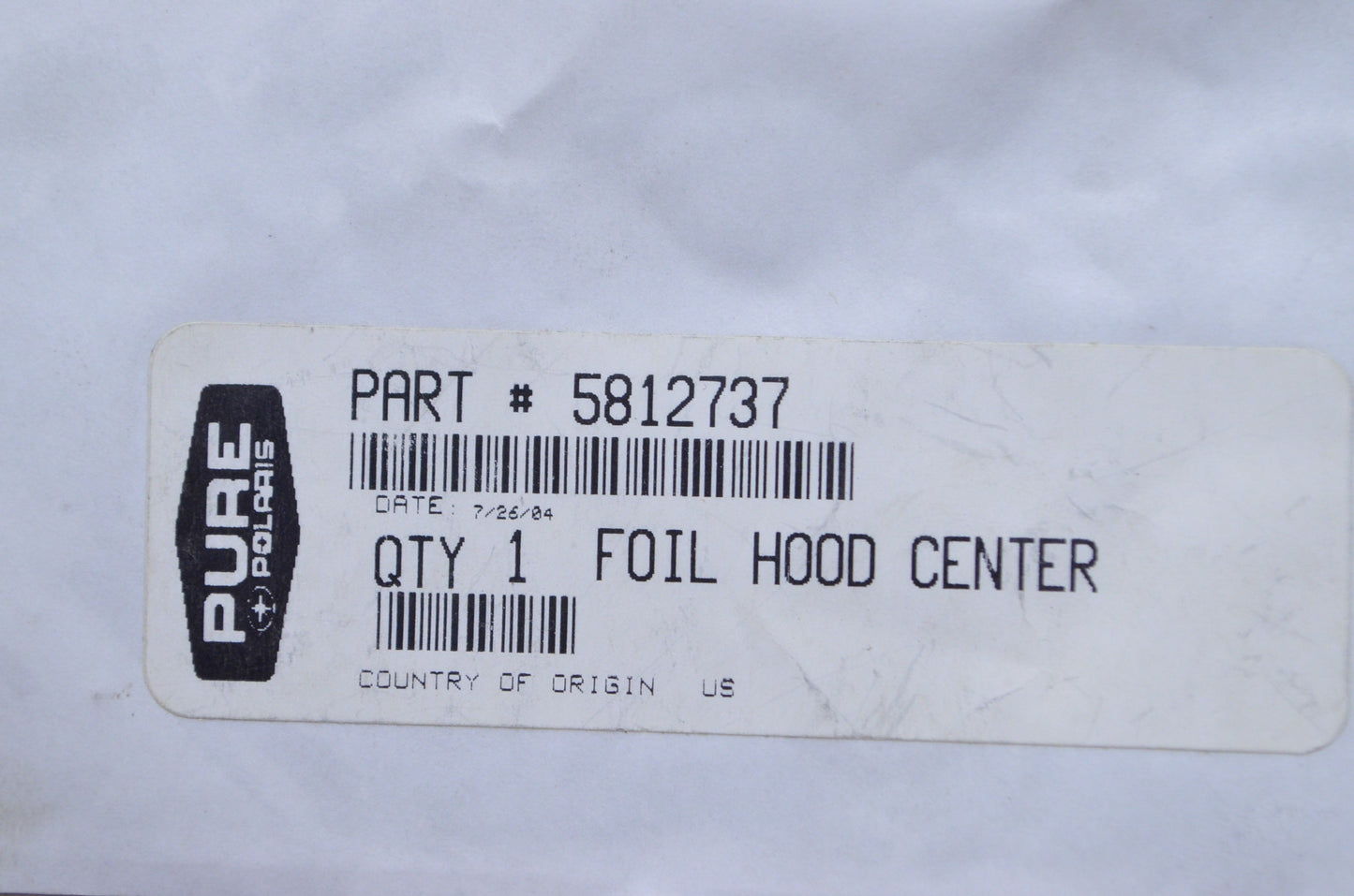 OEM Polaris 5812737 Center Hood Foil NOS