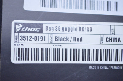 New Thor Black/Red S6 Goggle Bag NOS
