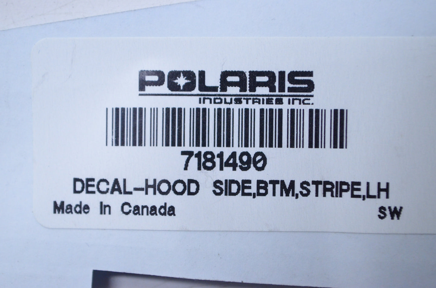 OEM Polaris 7181490 Left Hand Stripe Bottom Hood Side Decal NOS