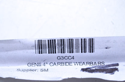 Gen III G3CC4 4" Carbide Runner Wear Bar NOS