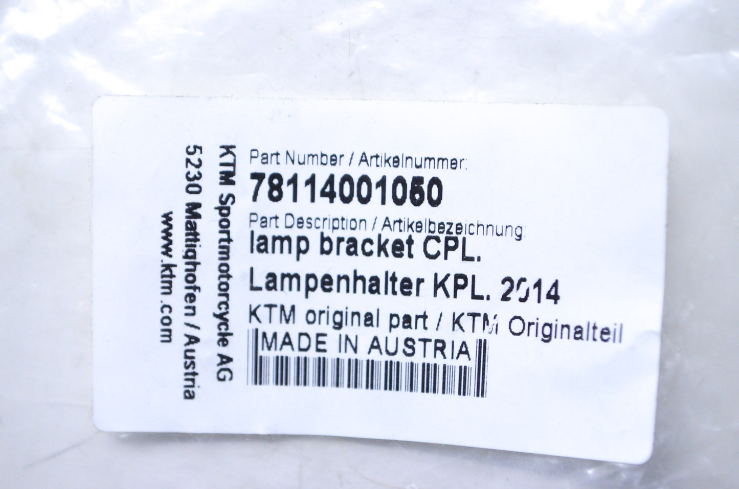 OEM KTM 78114001050 Lamp Bracket NOS
