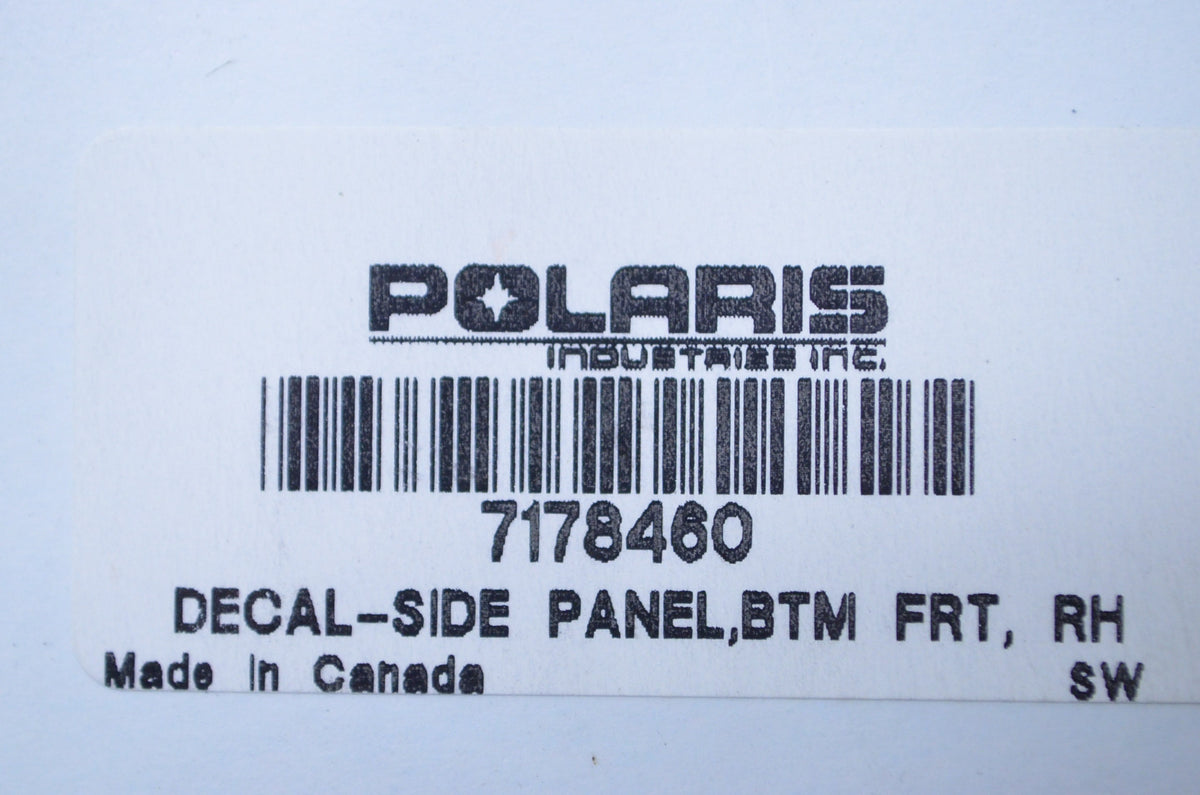 OEM Polaris 7178460 Bottom Front Right Hand Side Panel Decal NOS