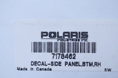 OEM Polaris 7178462 Bottom Right Hand Side Panel Decal NOS