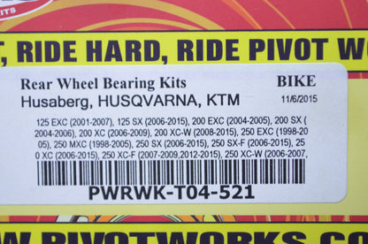 New OEM Pivot Works Rear Wheel Bearing Kit NOS