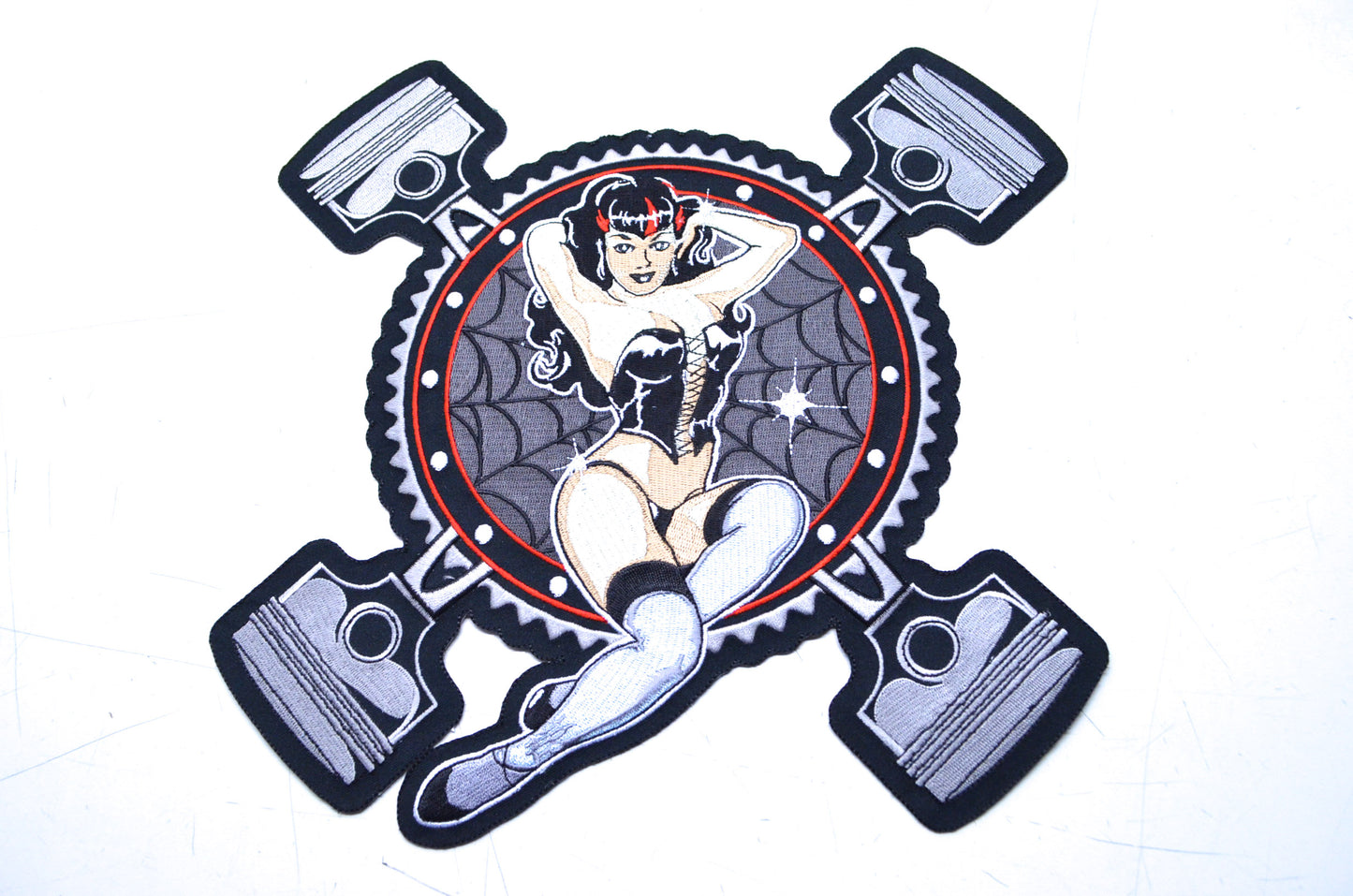 New Lethal Threat Piston Pinup Girl Embroidered Patch NOS