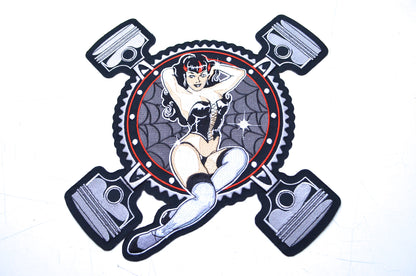 New Lethal Threat Piston Pinup Girl Embroidered Patch NOS