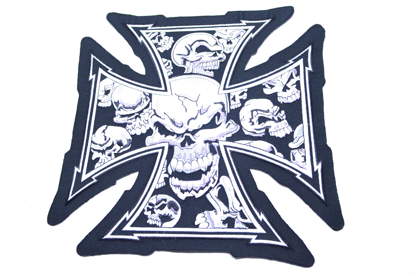 Lethal Threat LT30029 Gray Iron Cross Skull Embroidered Patch NOS