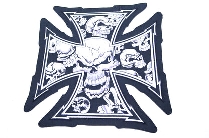 Lethal Threat LT30029 Gray Iron Cross Skull Embroidered Patch NOS