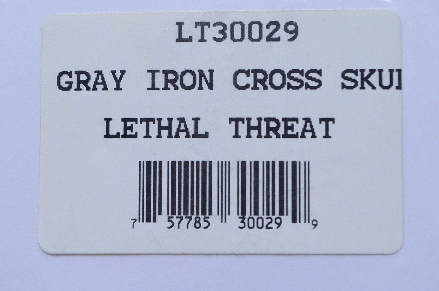Lethal Threat LT30029 Gray Iron Cross Skull Embroidered Patch NOS