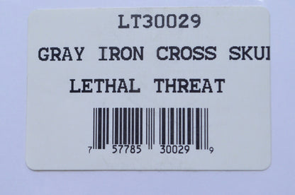 Lethal Threat LT30029 Gray Iron Cross Skull Embroidered Patch NOS