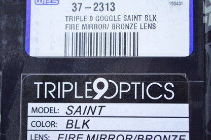 New Triple 9 Goggle Saint Black Fire Mirror/Bronze Lens NOS