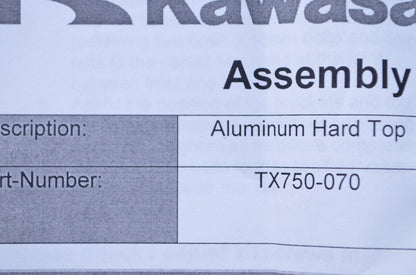 New OEM Kawasaki TX750-070 Aluminum Hard Top NOS