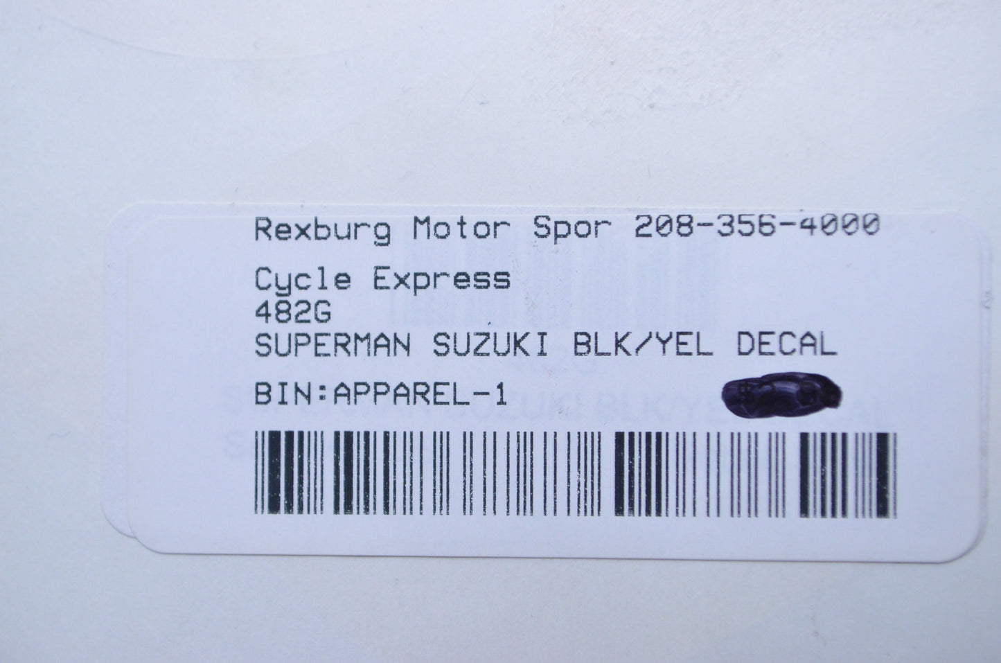 Cycle Express 482G 4" Superman Suzuki Yellow Decal NOS