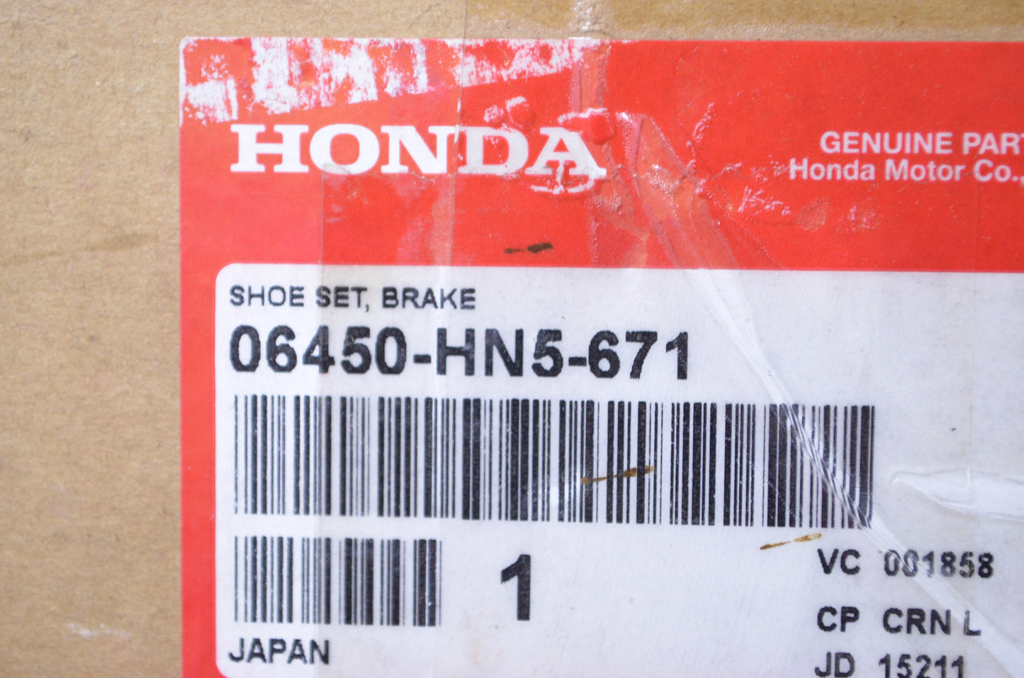OEM Honda 06450-HN5-671 Brake Shoe Set NOS