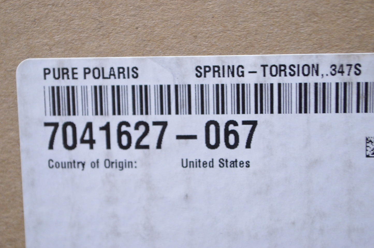 OEM Polaris 7041627-067 Left Black Torsion Spring .347SQ/77 Degree NOS