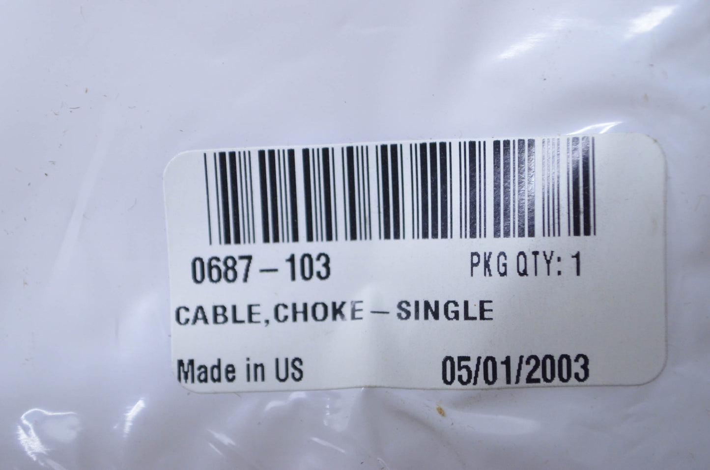 Tigershark 0687-103 Single Choke Cable NOS