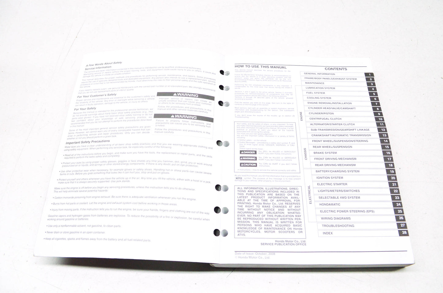 OEM Honda 61HN258 Service Manual TRX500 05-14