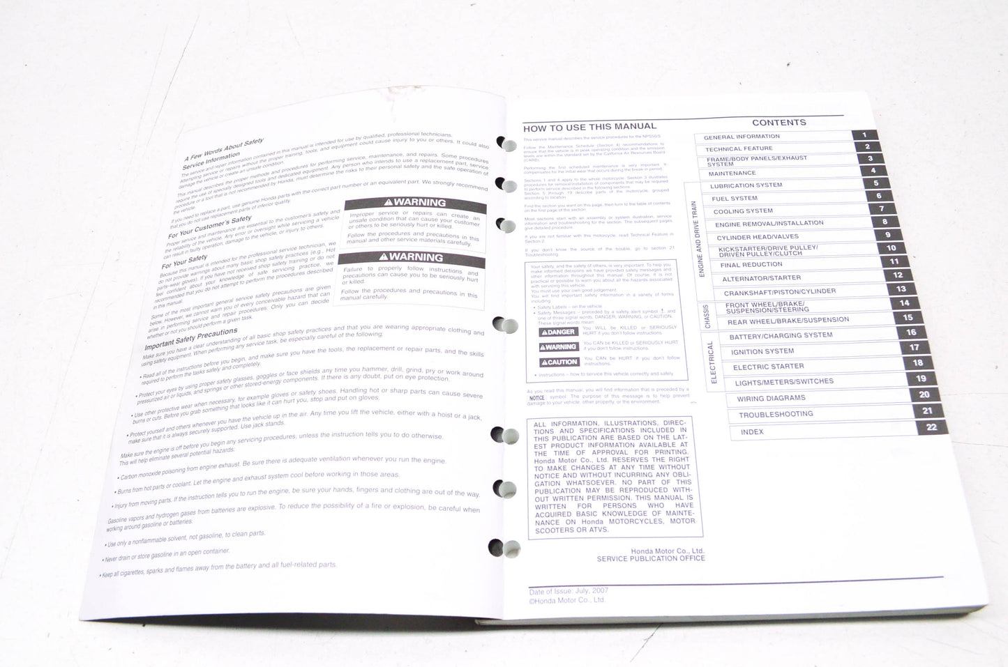 OEM Honda 2003-2016 NPS50 Ruckus Service Manual