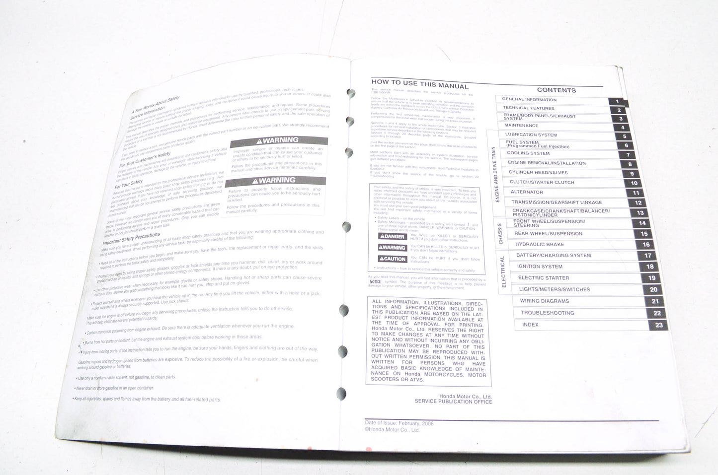 OEM Honda 2004-2017 CBR1000RR Service Manual