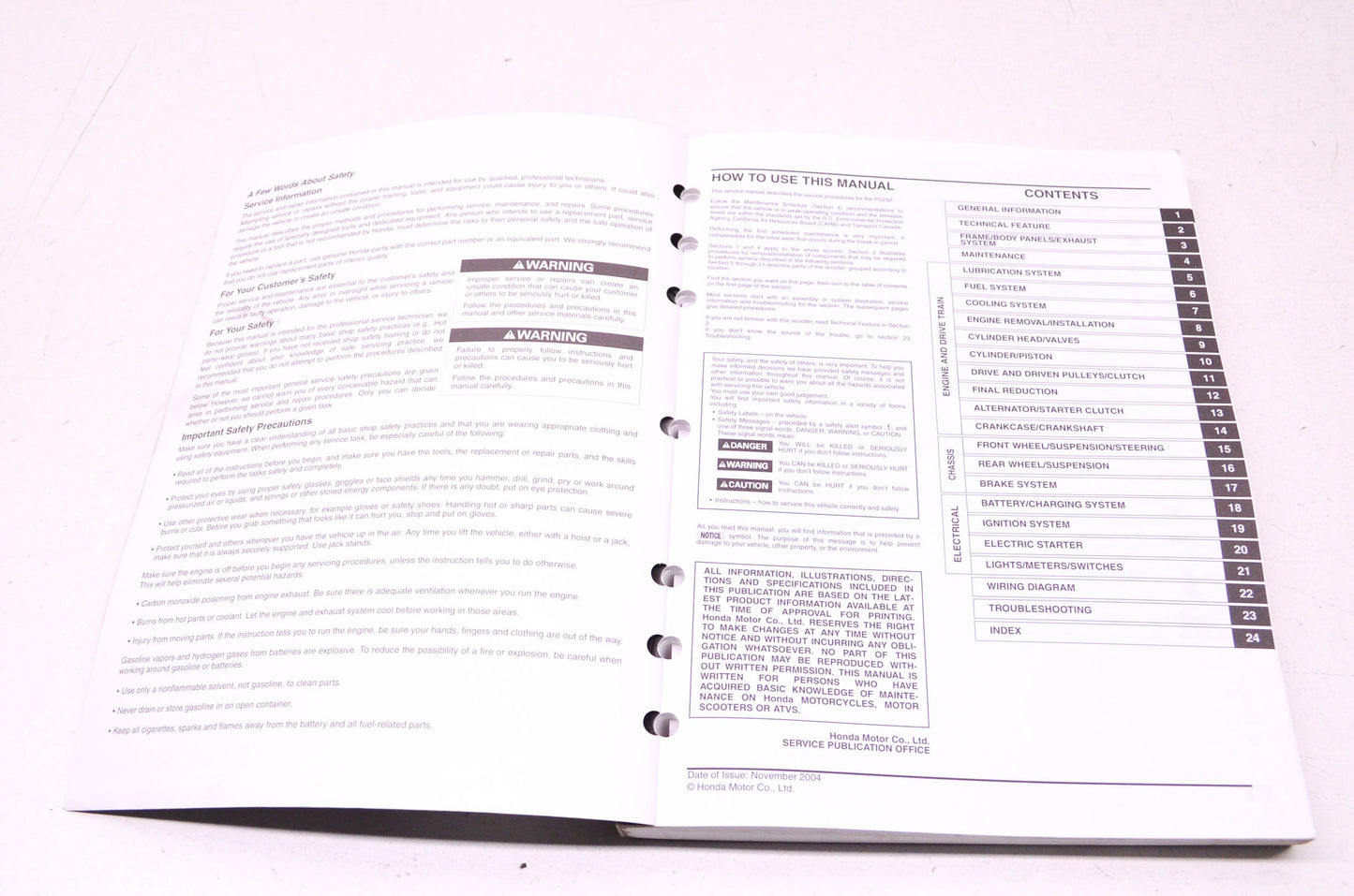OEM Honda 2005-2006 PS250 Big Ruckus Service Manual
