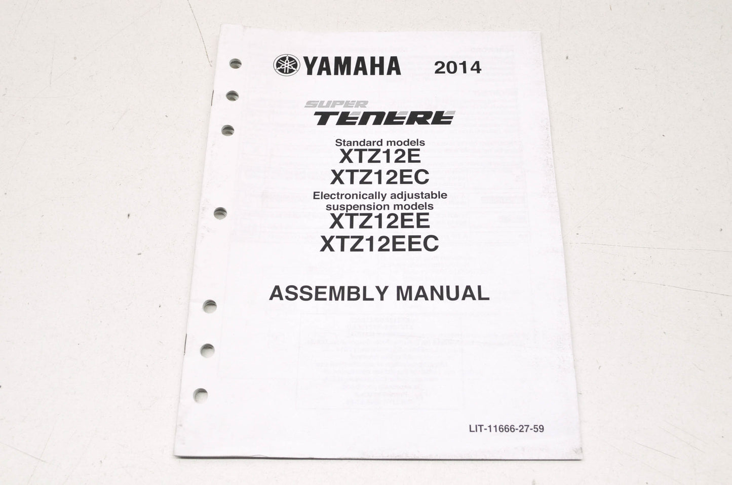 OEM Yamaha LIT-11666-27-59 XTZ12E(C) XTZ12EE(C) Assembly Manual