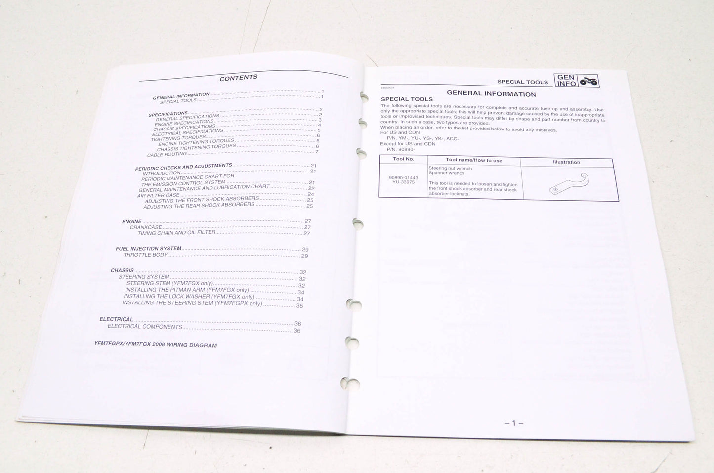 OEM Yamaha LIT-11616-21-02 Service Manual Supplement 08 Grizzly 700 FI