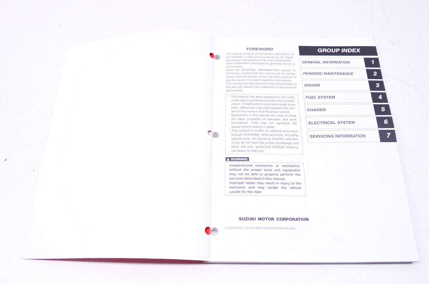 OEM Suzuki LT-Z50 Service Manual