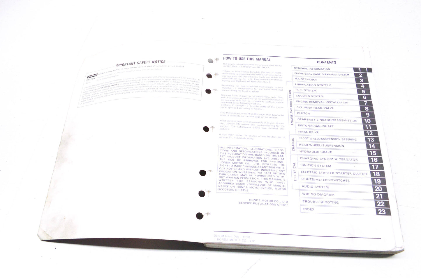 OEM Honda 61MZ006 Service Manual GL1500C/CT/CF